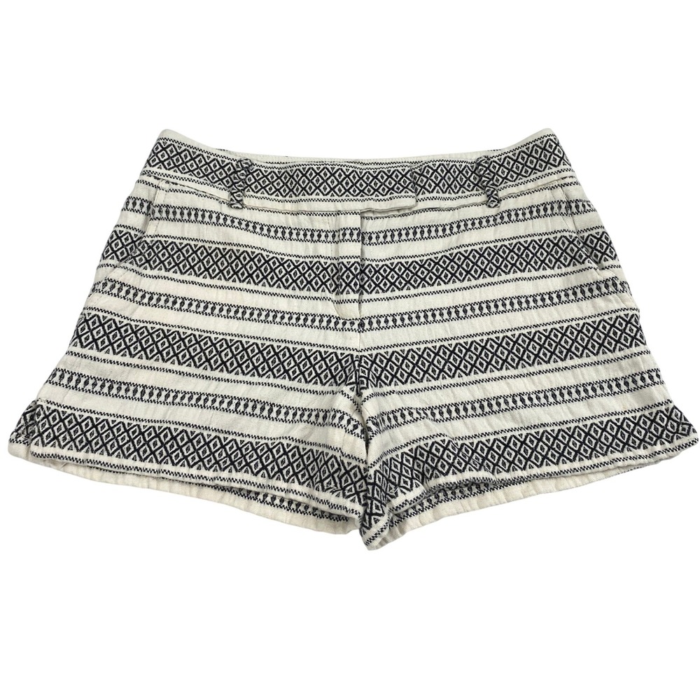 LOFT Shorts Womens 2 Black White Geometric Diamond‎ Print Boho Summer Casual